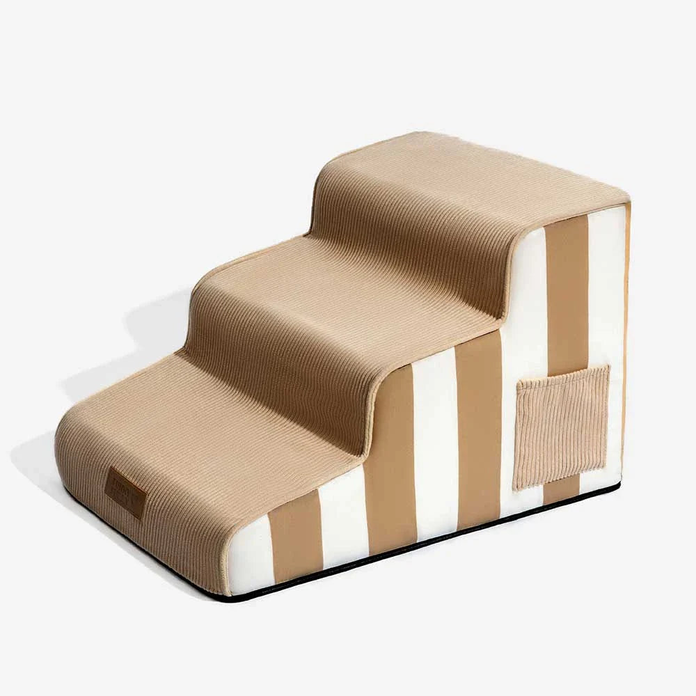 Dog Stairs for Bed & Sofa – SafeStep Striped Washable Pet Steps with Sponge Support & Anti-Slip Base