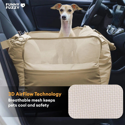 Dog Car Seat – Waterproof Breathable Booster Seat for Small & Medium Dogs, Washable Travel Bed (Pup Rover)