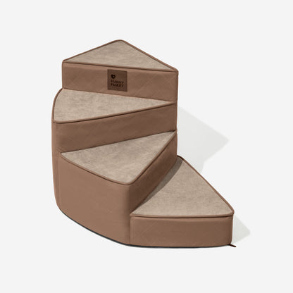 Dog Stairs for Bed & Sofa – Luxe Faux Leather Spiral Pet Steps, Water-Repellent & Washable (StepEase)