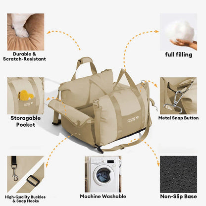 Dog Car Seat – Waterproof Breathable Booster Seat for Small & Medium Dogs, Washable Travel Bed (Pup Rover)