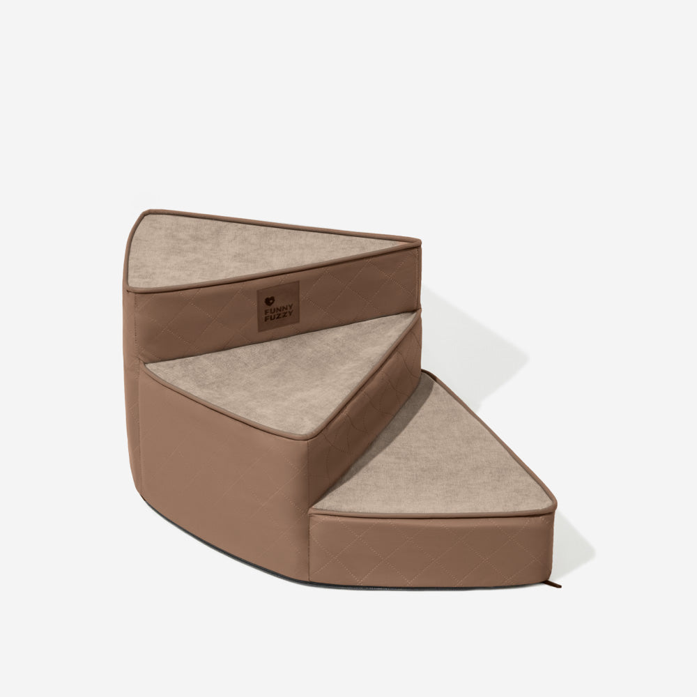 Dog Stairs for Bed & Sofa – Luxe Faux Leather Spiral Pet Steps, Water-Repellent & Washable (StepEase)