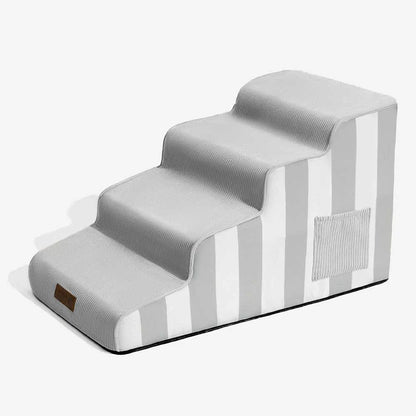 Dog Stairs for Bed & Sofa – SafeStep Striped Washable Pet Steps with Sponge Support & Anti-Slip Base