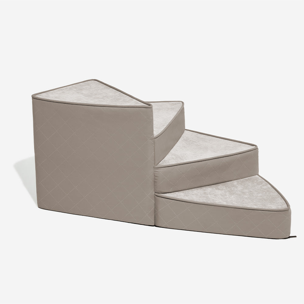 Dog Stairs for Bed & Sofa – Luxe Faux Leather Spiral Pet Steps, Water-Repellent & Washable (StepEase)