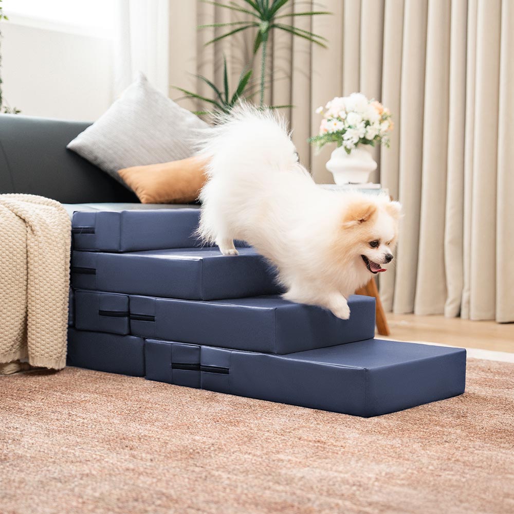 Dog Stairs for Bed & Sofa – Waterproof Washable PU Leather Modular Multi-Level Pet Steps