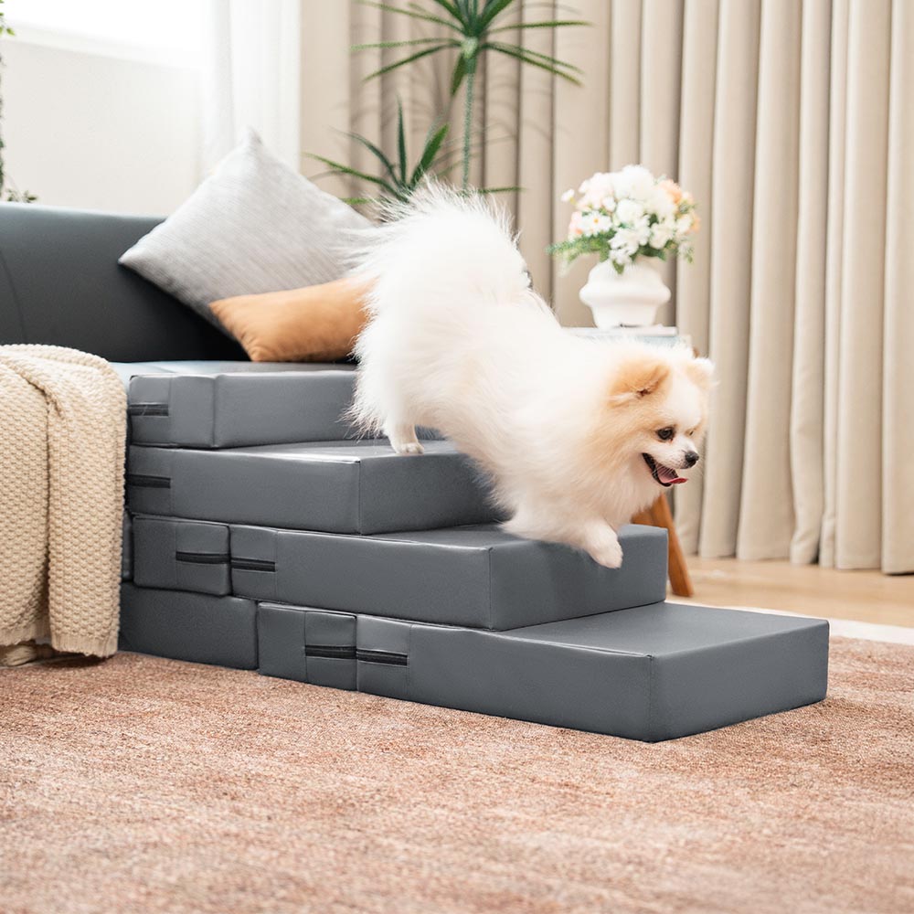 Dog Stairs for Bed & Sofa – Waterproof Washable PU Leather Modular Multi-Level Pet Steps