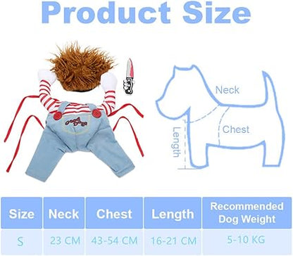 Dog Halloween Costume – Funny Pet Cosplay Outfit with Wig – Party & Holiday Dress Up for Dogs