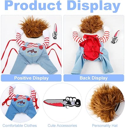 Dog Halloween Costume – Funny Pet Cosplay Outfit with Wig – Party & Holiday Dress Up for Dogs