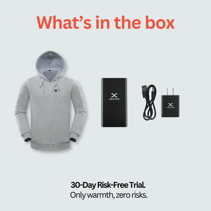 Heated Hoodie Zip Pro for Men – 5 Heat Zones, 3 Levels, 10h Battery
