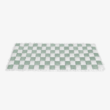 Dog Blanket for Couch – Cream Plaid Fuzzy Chenille Sofa Protector & Washable Pet Mat