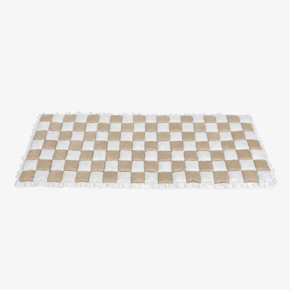 Dog Blanket for Couch – Cream Plaid Fuzzy Chenille Sofa Protector & Washable Pet Mat