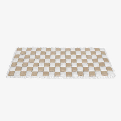 Dog Blanket for Couch – Cream Plaid Fuzzy Chenille Sofa Protector & Washable Pet Mat