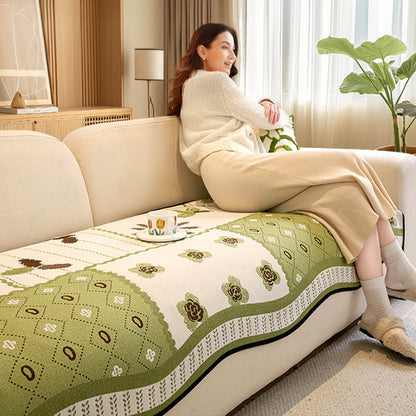 Scratch Resistant Couch Cover – Chenille Washable Non-Slip Sofa Protector, Pastoral Style Design