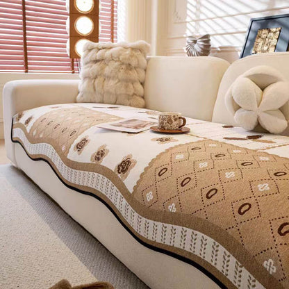 Scratch Resistant Couch Cover – Chenille Washable Non-Slip Sofa Protector, Pastoral Style Design