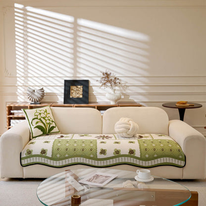 Scratch Resistant Couch Cover – Chenille Washable Non-Slip Sofa Protector, Pastoral Style Design