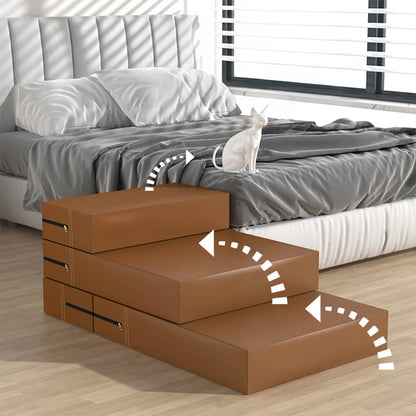 Dog Stairs for Bed & Sofa – Waterproof Washable PU Leather Modular Multi-Level Pet Steps