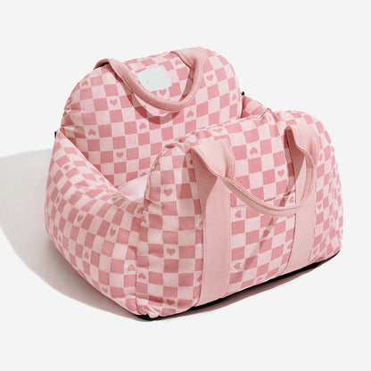 Dog Car Seat Bed – First Class Booster with Safety Belt, Washable Cushion & Travel Carrier