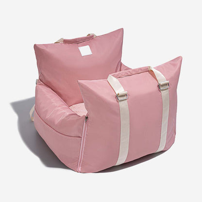 Dog Car Seat Bed – First Class Booster with Safety Belt, Washable Cushion & Travel Carrier