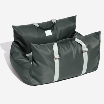 Dog Car Seat Bed – First Class Booster with Safety Belt, Washable Cushion & Travel Carrier