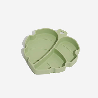 Leaf Suction Pet Bowl – Non-Slip Silicone, 3 Compartments