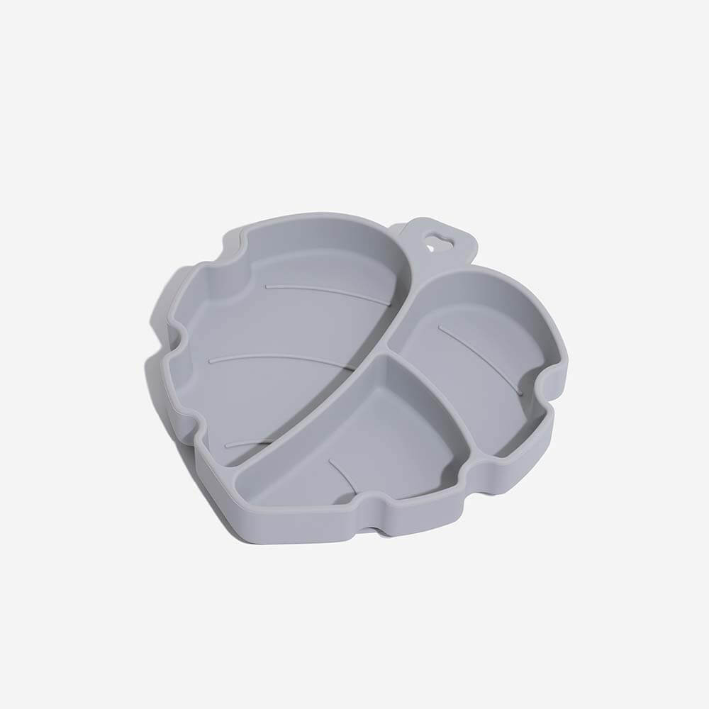Leaf Suction Pet Bowl – Non-Slip Silicone, 3 Compartments