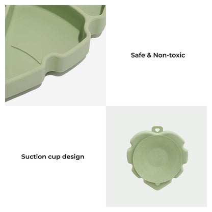 Leaf Suction Pet Bowl – Non-Slip Silicone, 3 Compartments