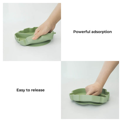 Leaf Suction Pet Bowl – Non-Slip Silicone, 3 Compartments