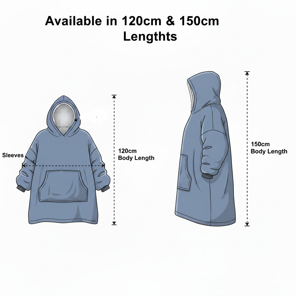 Oversized Hooded Blanket – Sherpa-Lined Microfleece Wearable Throw, One Size