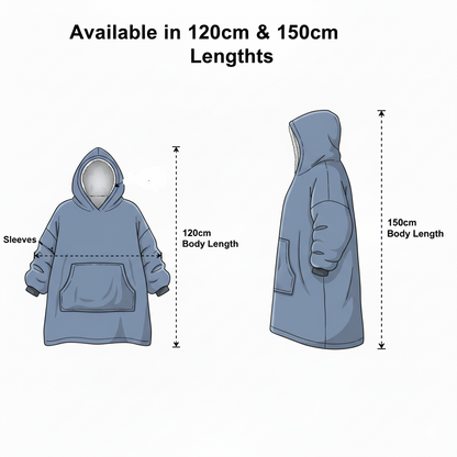 Oversized Hooded Blanket – Sherpa-Lined Microfleece Wearable Throw, One Size
