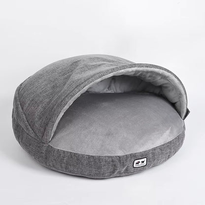 Calming Plush Semi-Enclosed Dog Bed – Cozy Pita Nest for Small & Medium Pets