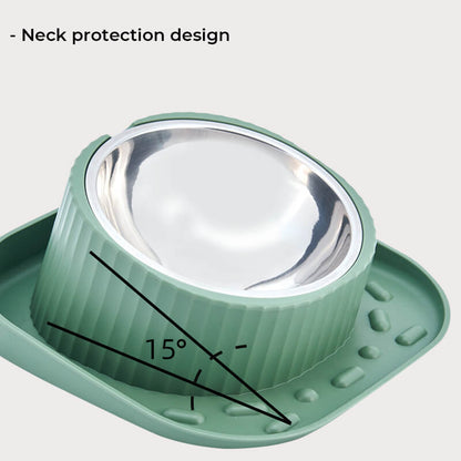 15° Tilted Dog Bowl – Spill-Proof, Non-Slip, Stainless Insert