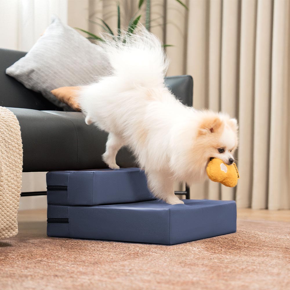 Dog Stairs for Bed & Sofa – Waterproof Washable PU Leather Modular Multi-Level Pet Steps