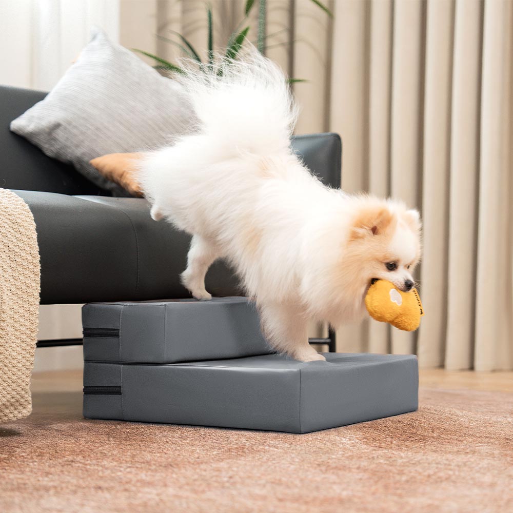 Dog Stairs for Bed & Sofa – Waterproof Washable PU Leather Modular Multi-Level Pet Steps