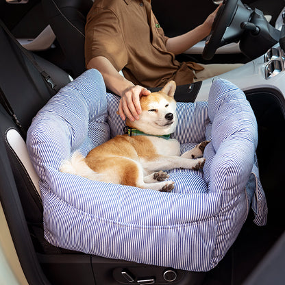 Dog Car Seat Bed – First Class Booster with Safety Belt, Washable Cushion & Travel Carrier