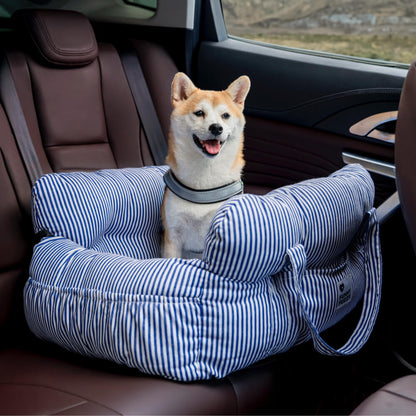 Dog Car Seat Bed – First Class Booster with Safety Belt, Washable Cushion & Travel Carrier