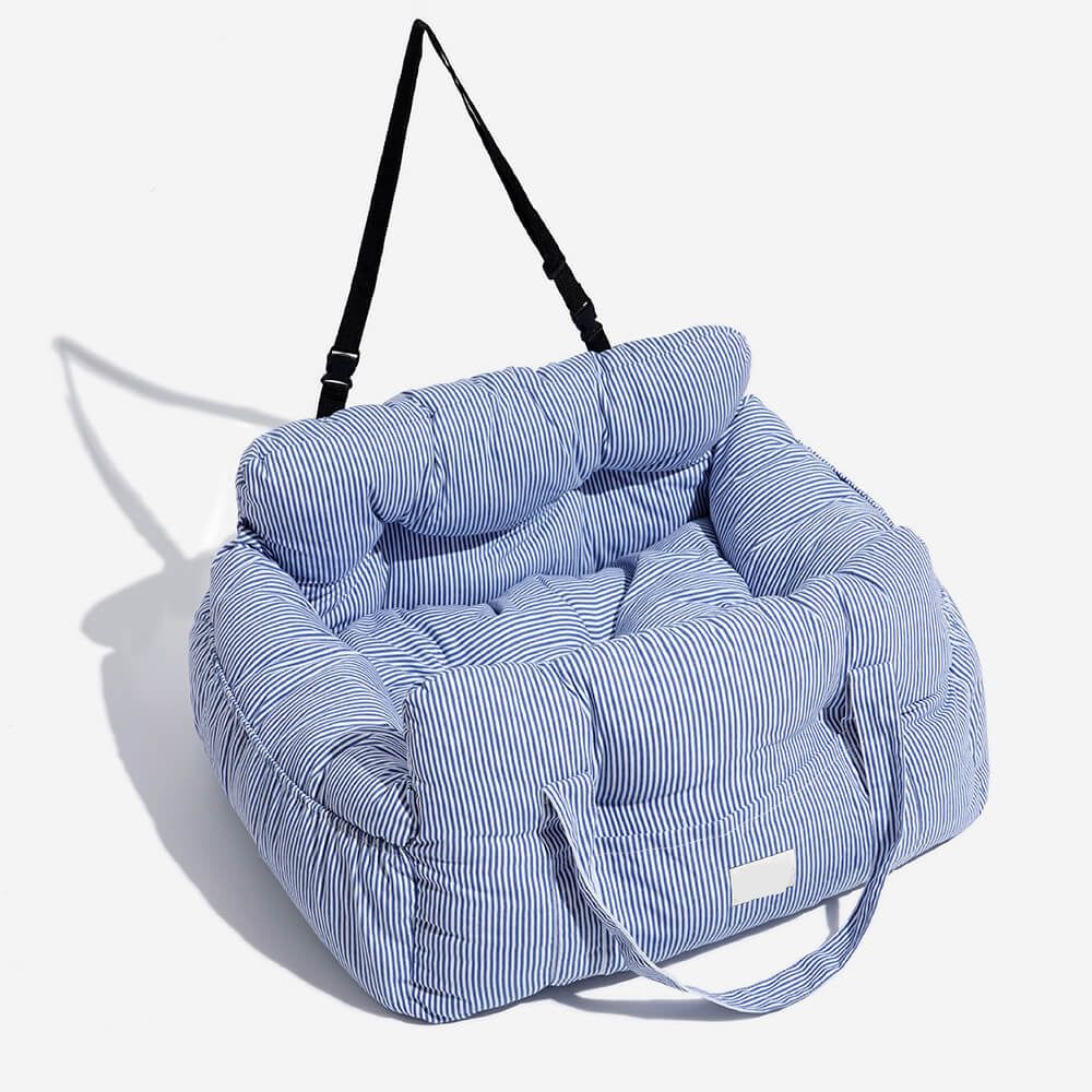 Dog Car Seat Bed – First Class Booster with Safety Belt, Washable Cushion & Travel Carrier