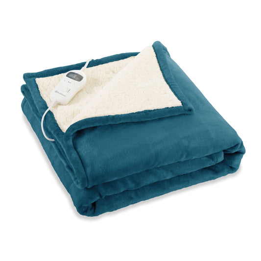 Rediffusion Cosy Snug Teal Luxury Heated Throw – 10 Heat Settings, 1–10h Timer, Fast Heat-Up, Washable Fleece