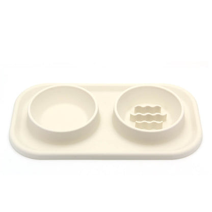 Dual-Bowl Dog Slow Feeder – Silicone, Non-Slip, Stainless