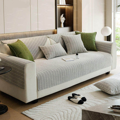 Chenille Sofa Cover – Scratch-Resistant Solid Color Herringbone Washable Pet Couch Protector