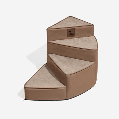 Dog Stairs for Bed & Sofa – Luxe Faux Leather Spiral Pet Steps, Water-Repellent & Washable (StepEase)