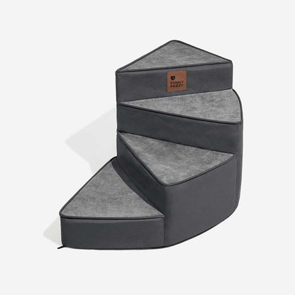 Dog Stairs for Bed & Sofa – Luxe Faux Leather Spiral Pet Steps, Water-Repellent & Washable (StepEase)