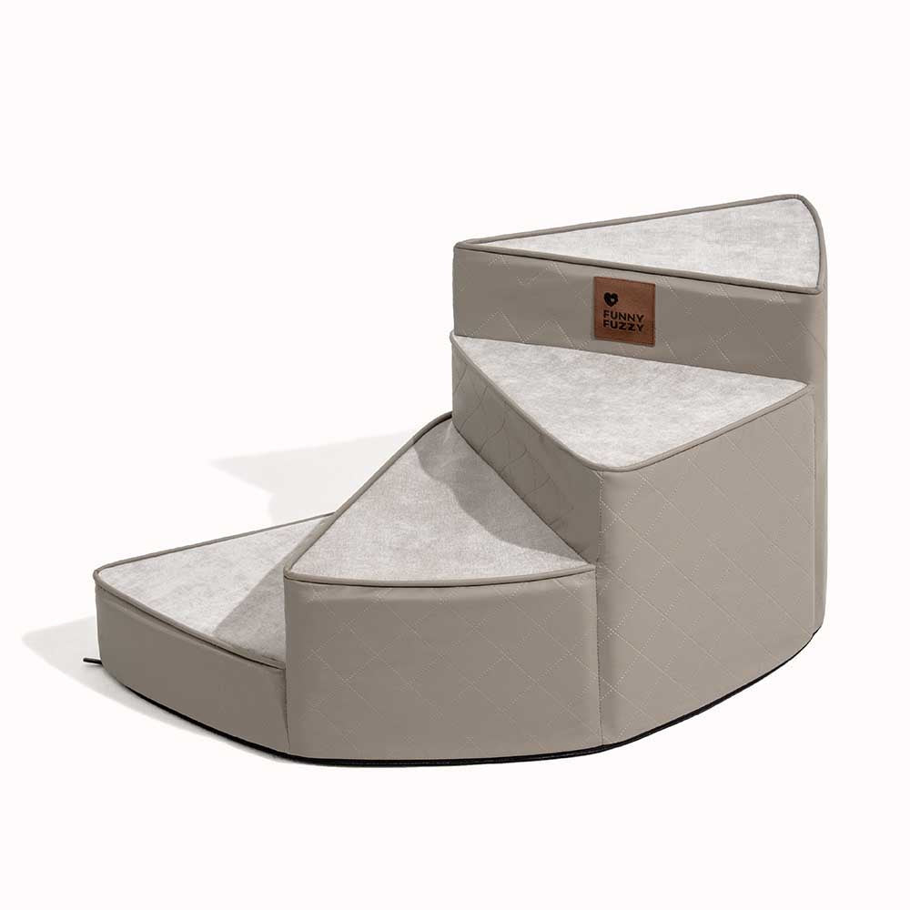 Dog Stairs for Bed & Sofa – Luxe Faux Leather Spiral Pet Steps, Water-Repellent & Washable (StepEase)