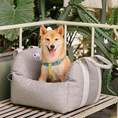 Dog Car Seat Bed – First Class Booster with Safety Belt, Washable Cushion & Travel Carrier