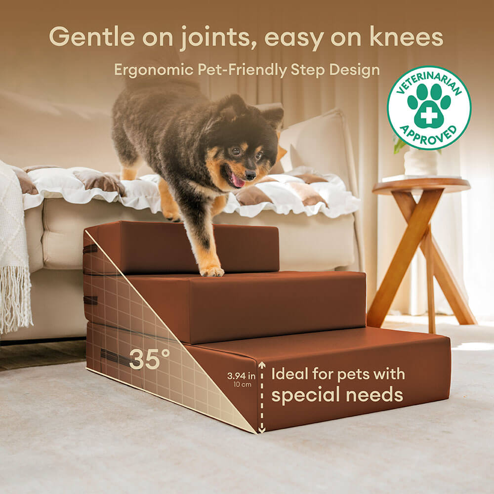 Dog Stairs for Bed & Sofa – Waterproof Washable PU Leather Modular Multi-Level Pet Steps