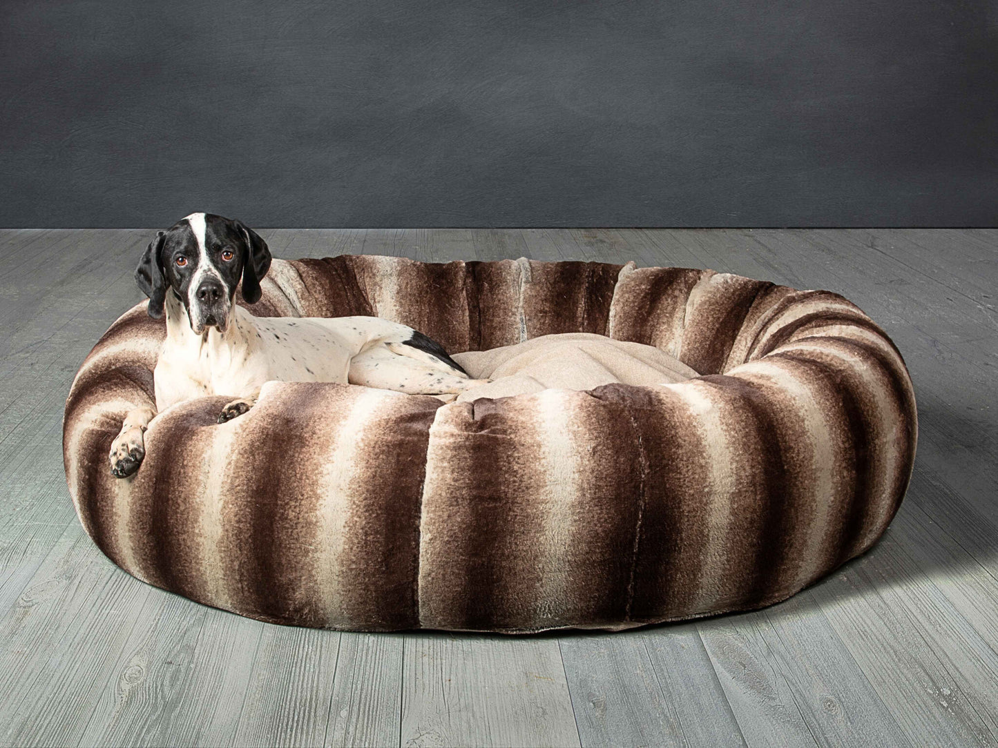 Donut Dog Bed – Brown Luxury Calming Plush Sofa Nest with Washable Removable Cover