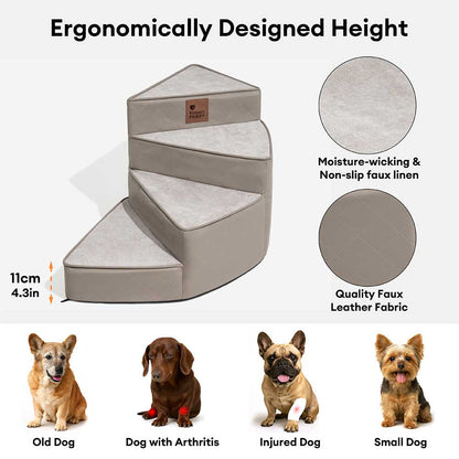 Dog Stairs for Bed & Sofa – Luxe Faux Leather Spiral Pet Steps, Water-Repellent & Washable (StepEase)