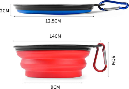 Collapsible Silicone Pet Bowl 350 ml – Foldable Travel Dish with Clip, Blue - mafooouk