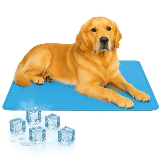 Cooling Dog Mat 65 × 50 cm – Self - Cooling Gel Pad for Dogs & Cats, Waterproof Oxford, Foldable Blue Pet Cooling Pad - mafooouk