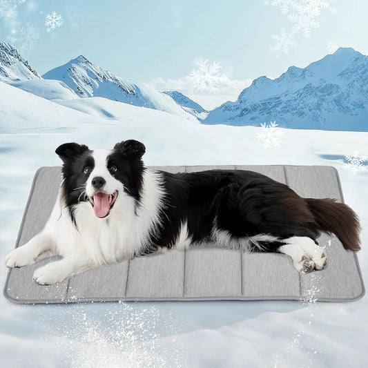 Dog Cooling Mat for Large Dogs – 35"x23" Orthopedic Memory Foam Pad, Washable Summer Crate Bed, Cooling Pet Mattress, Grey - mafooouk