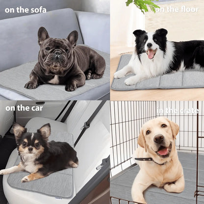 Dog Cooling Mat for Large Dogs – 35"x23" Orthopedic Memory Foam Pad, Washable Summer Crate Bed, Cooling Pet Mattress, Grey - mafooouk