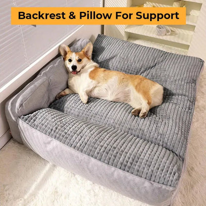 Dog Pillow Bed – Large Washable Cushion with Backrest & Pillow, Non - Slip (M–XL) - mafooouk